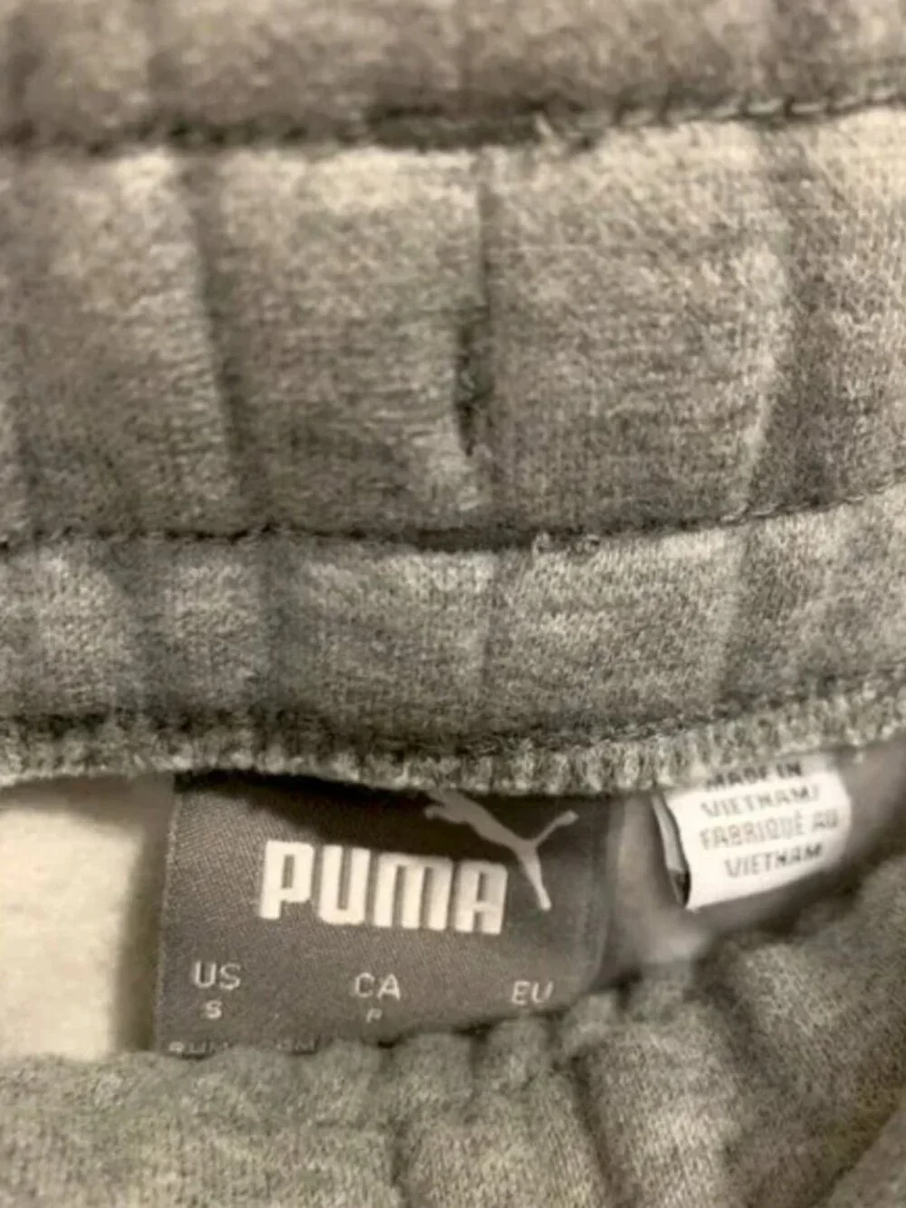 Puma Fleece Lined Athletic Embossed Gray Sweatpants Joggers
